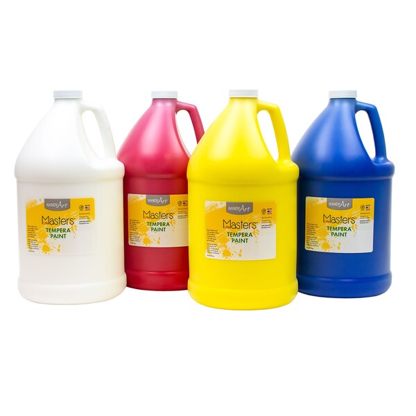 Little Masters Tempera Paint, Gallon, 4 Colors White, Yellow, Red, Blue